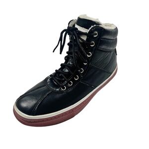 English Lavender Black Leather High-Top Sneakers Sz 6